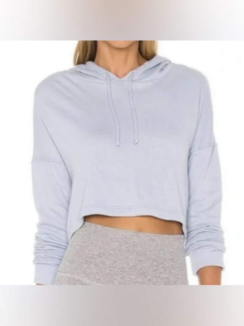 Beyond Yoga Light Blue Cropped Hoodie Pullover Size L